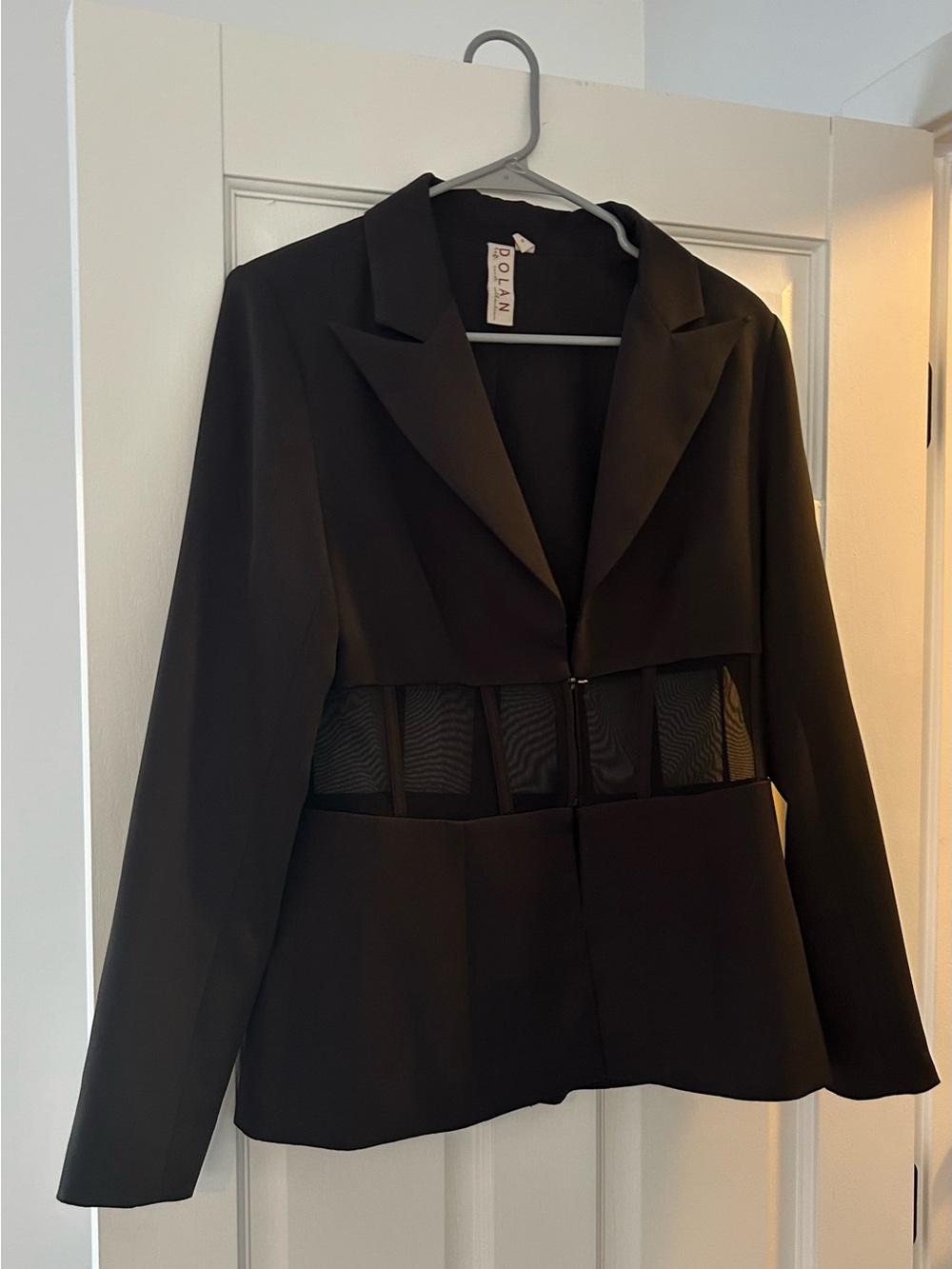 Dolan from Anthropologie Black Blazer with Waist Mesh Insets